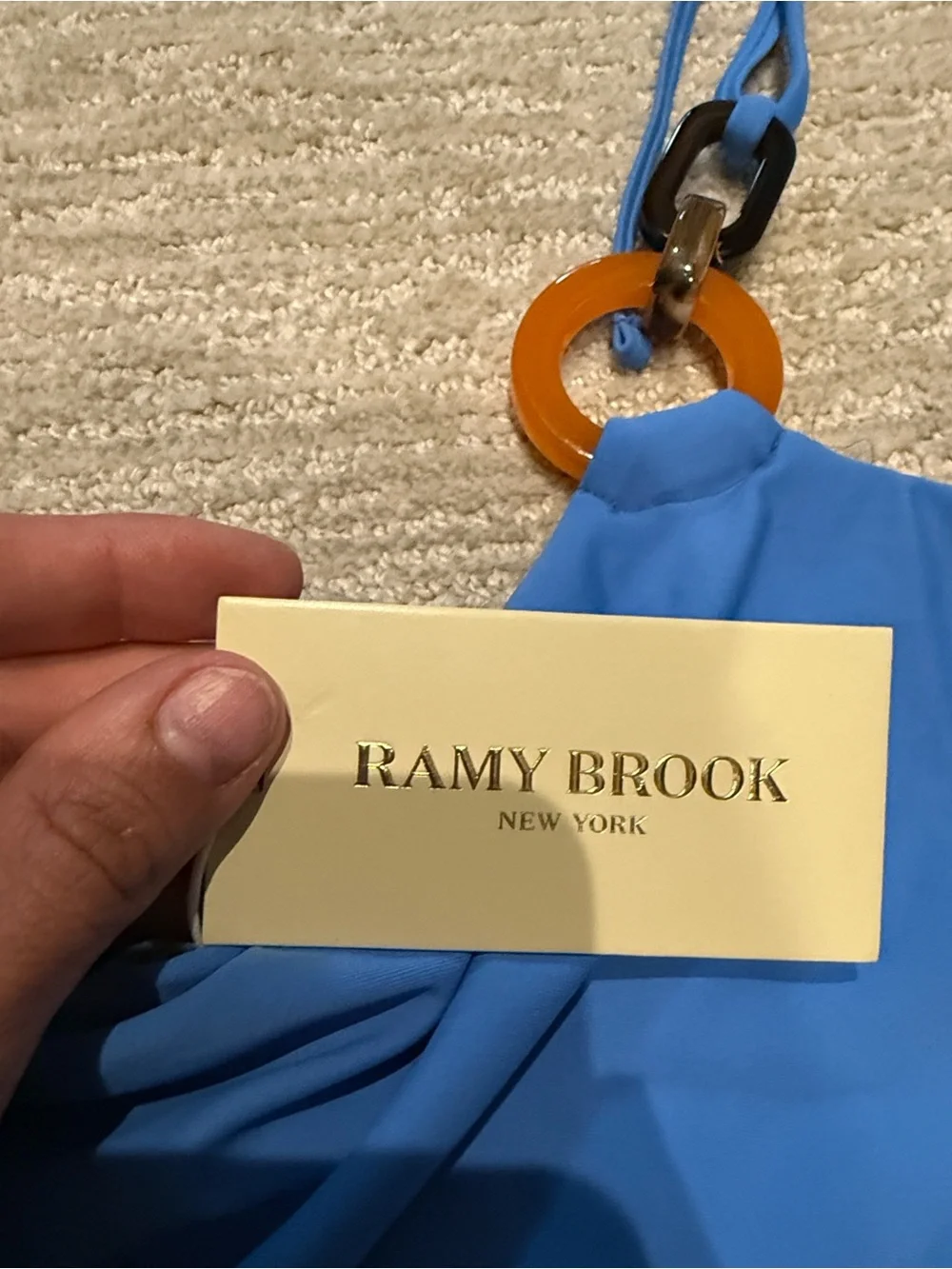 Ramy Brook Light Blue Strapless Swimsuit with Halter Detail - Picture 6 of 7